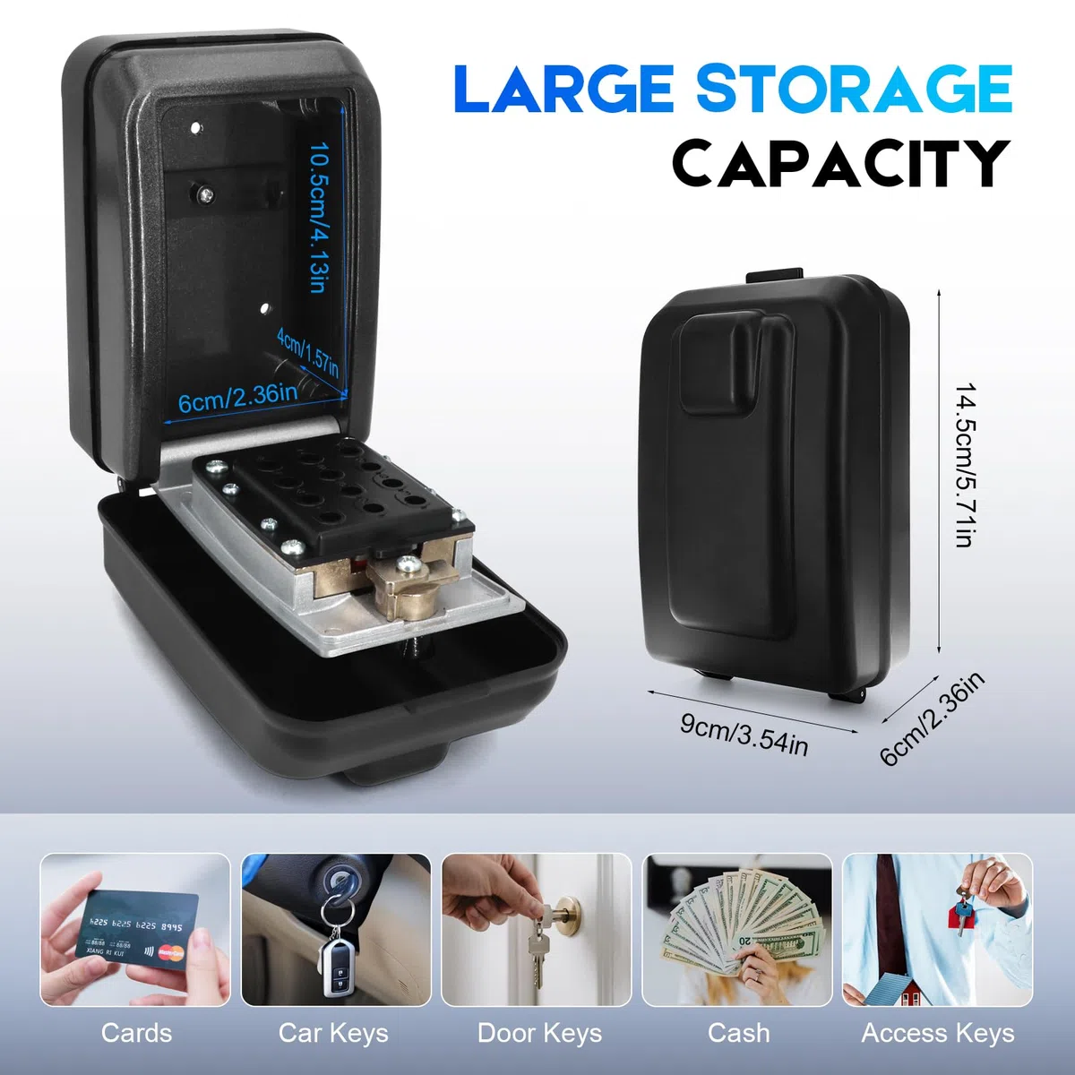 Cassaforte Portachiavi Grande con Codice a 12 Cifre Reimpostabile, Impermeabile e Antiruggine, Scatola Chiavi Robusta per Casa/Ufficio/Scuola/Garage (Grigio)