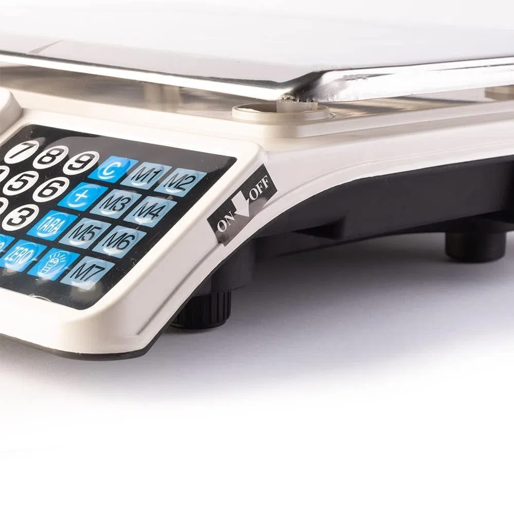 SQUADO Bilancia Elettronica Digitale Professionale da Banco per Alimenti Piatto in Acciaio Inox e Schermo LCD