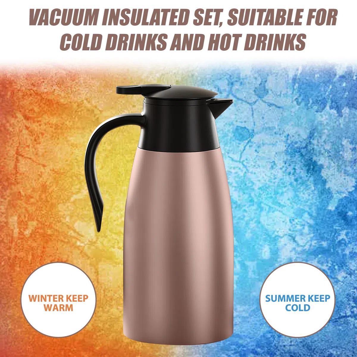 Thermos da 2 l in acciaio inox: thermos a doppia parete con manico e beccuccio, ideale come caffettiera o teiera per acqua calda in ufficio, hotel e ristorante