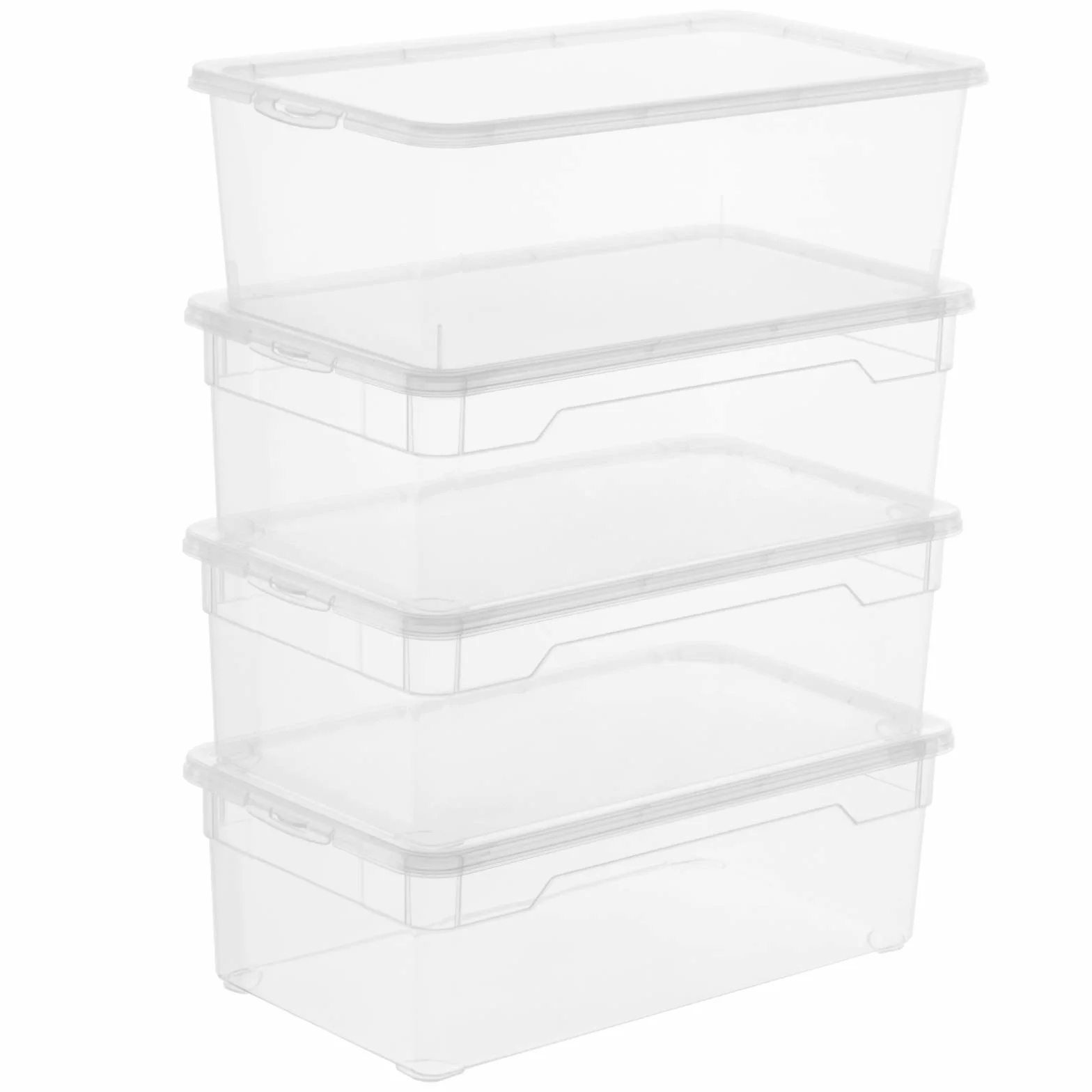 Rotho Clear Set Di 4 Scatole Di Conservazione Con Coperchio, Plastica, Senza Bpa, Trasparente, ‎4 x 5L, 33.0 x 19.0 x 11.0 cm, 960 grammi