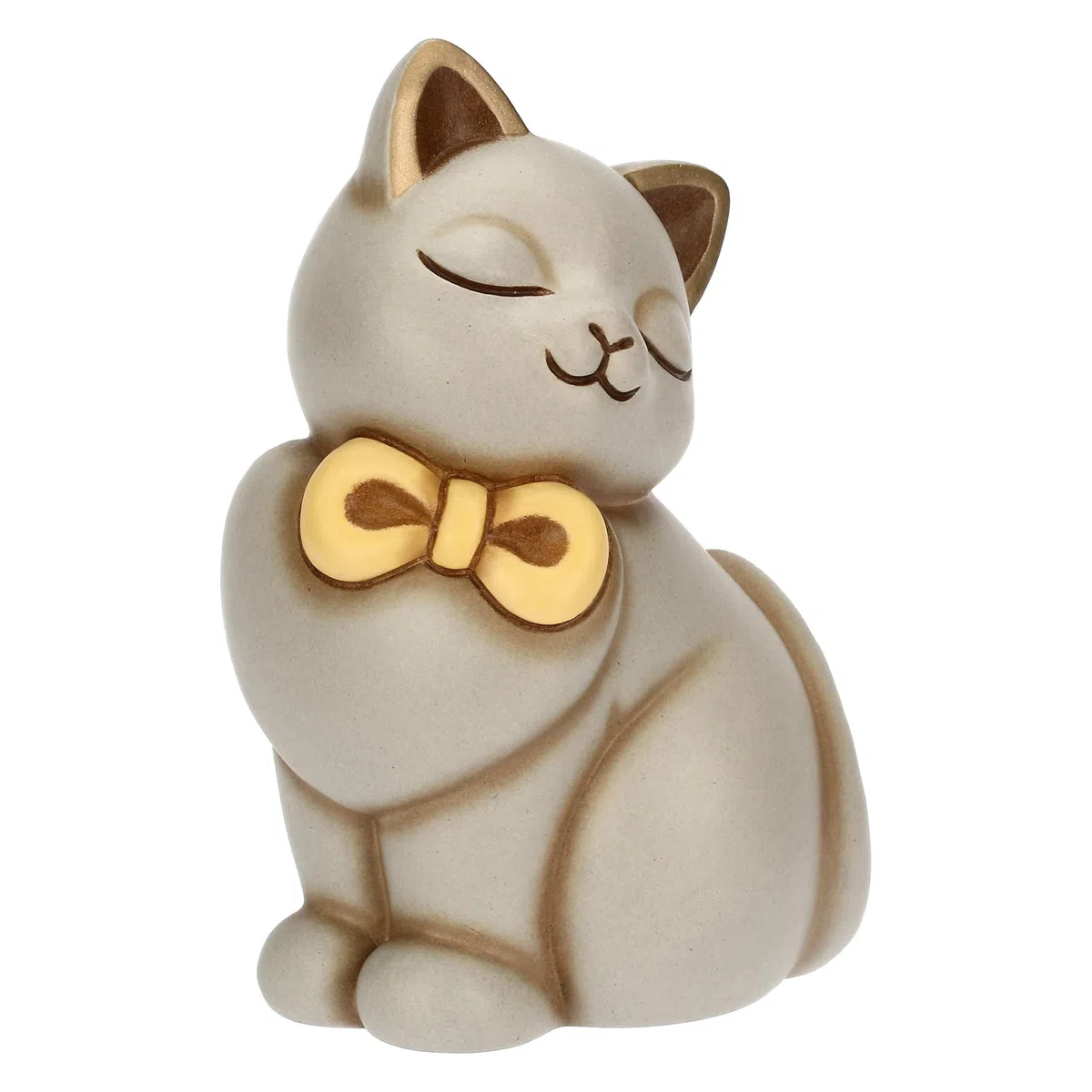 Thun Gatto Momi con Fiocco, Medio, Ceramica, Collezione Altro novità 2025, 7,5 x 6,7 x 11,4 cm