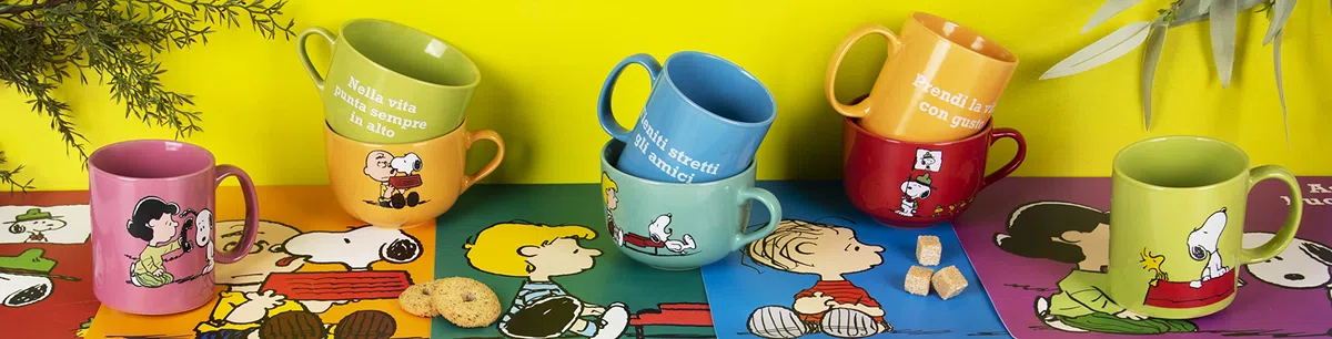 Excelsa Peanuts Set 6 Tazze Mug, Ceramica, Multicolore, Capacità: 350 ml, 6 unità