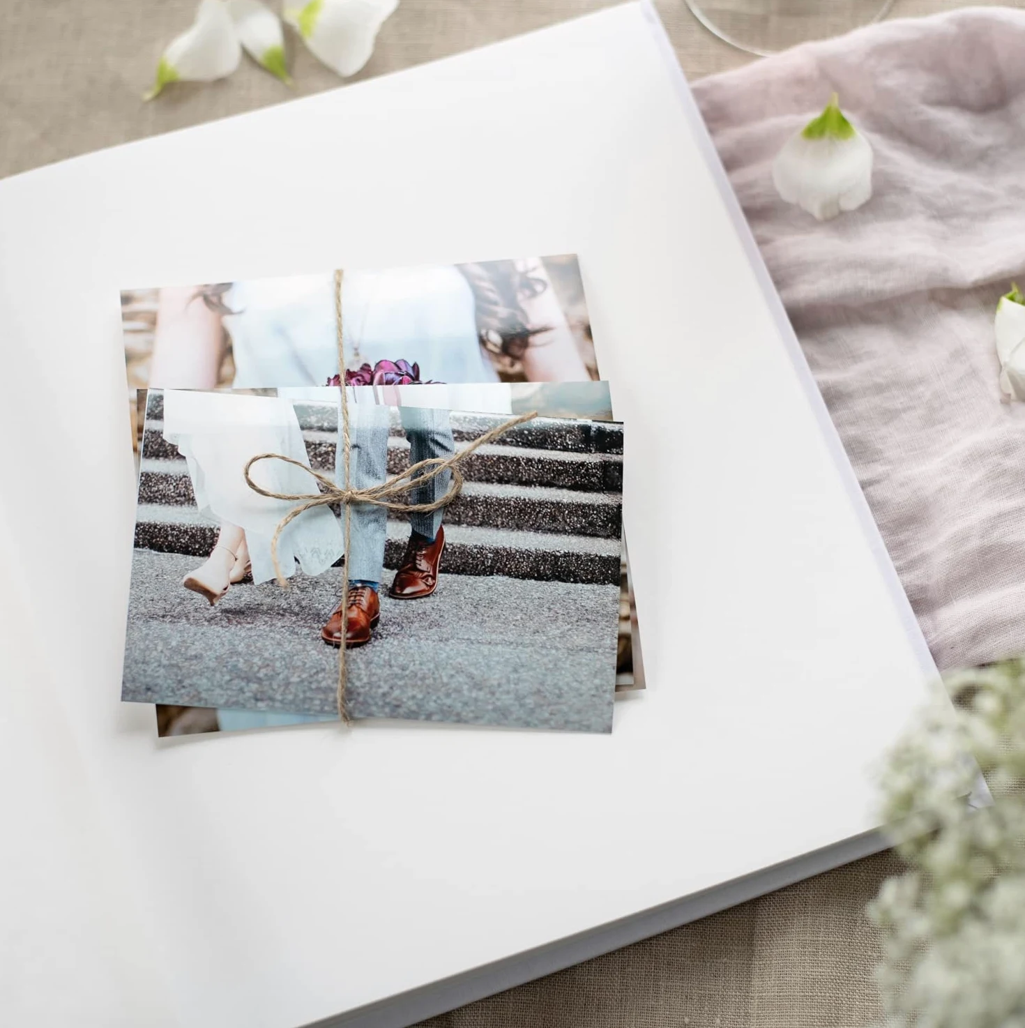 goldbuch Album fotografico per matrimonio, 60 pagine bianche e pergamena, album dei ricordi in oro rosa, album in carta satinata, palpitazioni con goffratura, ca. 30 x 31 x 4 cm