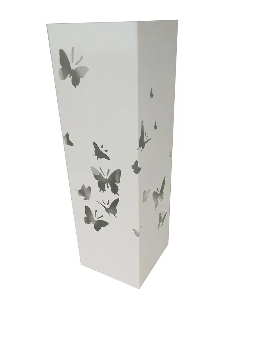 King Collection P1817239 PORTAOMBRELLI Quadro Bianco Butterflies, Bianco, 16x16x49 cm