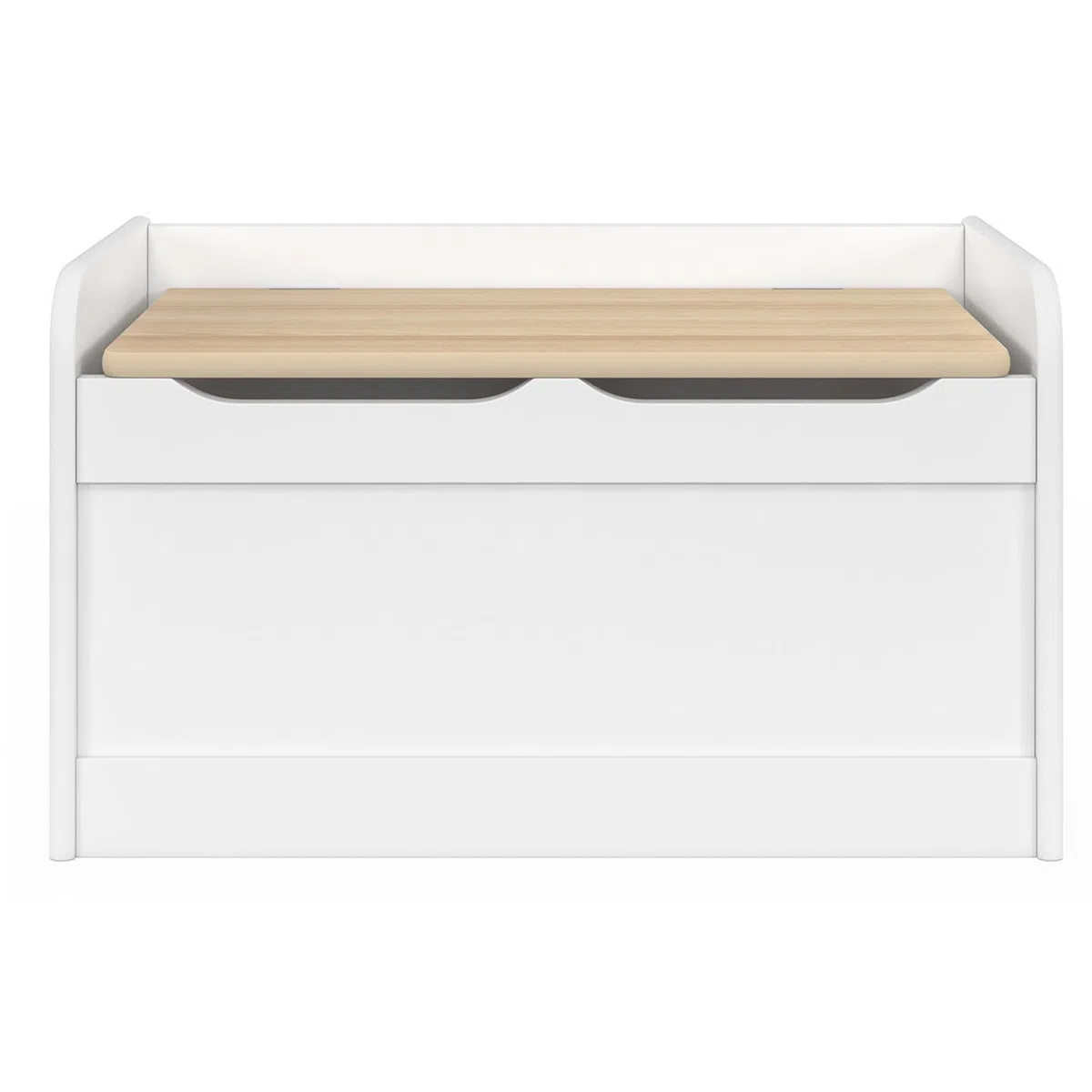 IDMarket - Panca portaoggetti per bambini LOGAN 60 cm in legno bianco e faggio