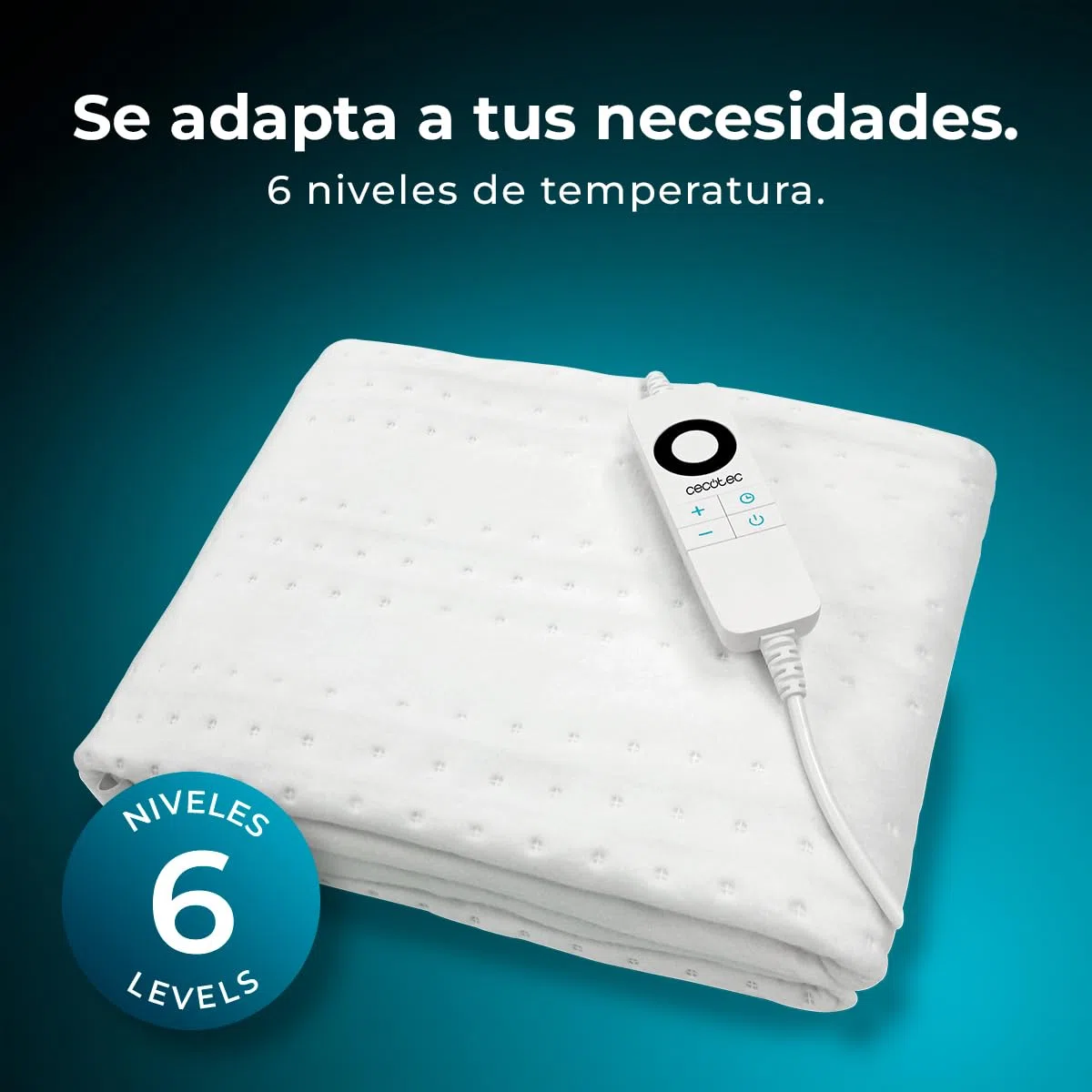 Cecotec Fodera Elettrica HeatConfort ThermalUnder Singolo (150 x 80). Coperta Termica con Spegnimento Automatico e 6 Livelli di Temperatura Regolabili per un comfort personalizzato.