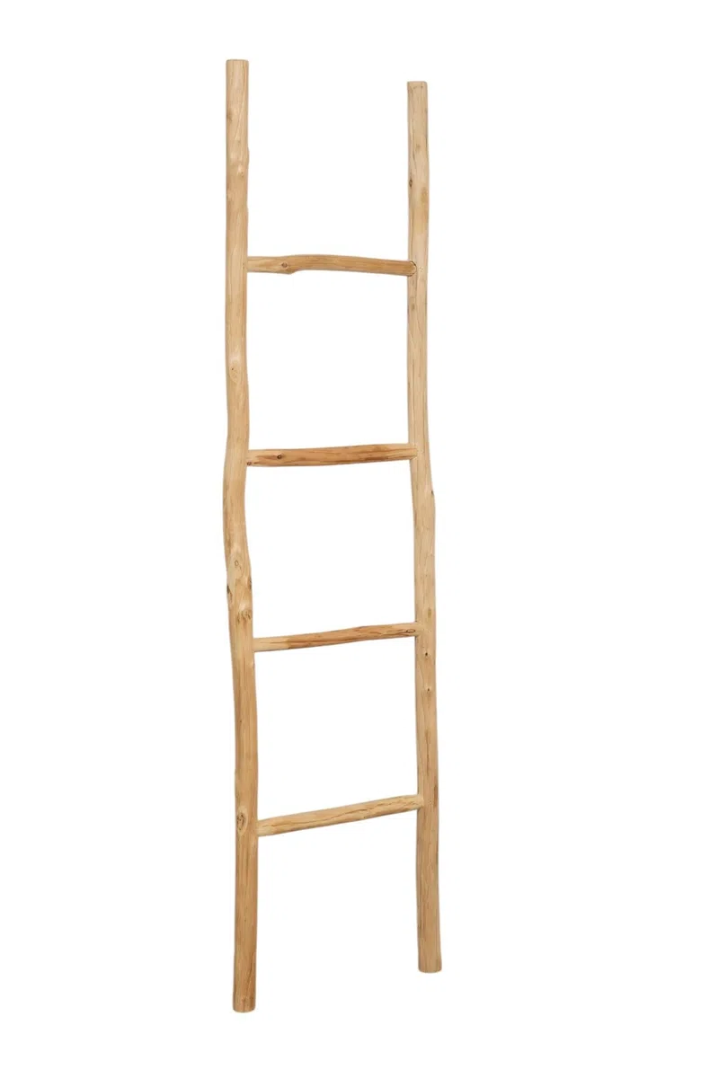 Biscottini Scaletta porta asciugamani bagno 150x3,5x37 - Scala Decorativa in Legno - Scala portasciugamani - Scaletta legno appendi asciugamani - Scaletta portasciugamani da parete Metallo, Bambu