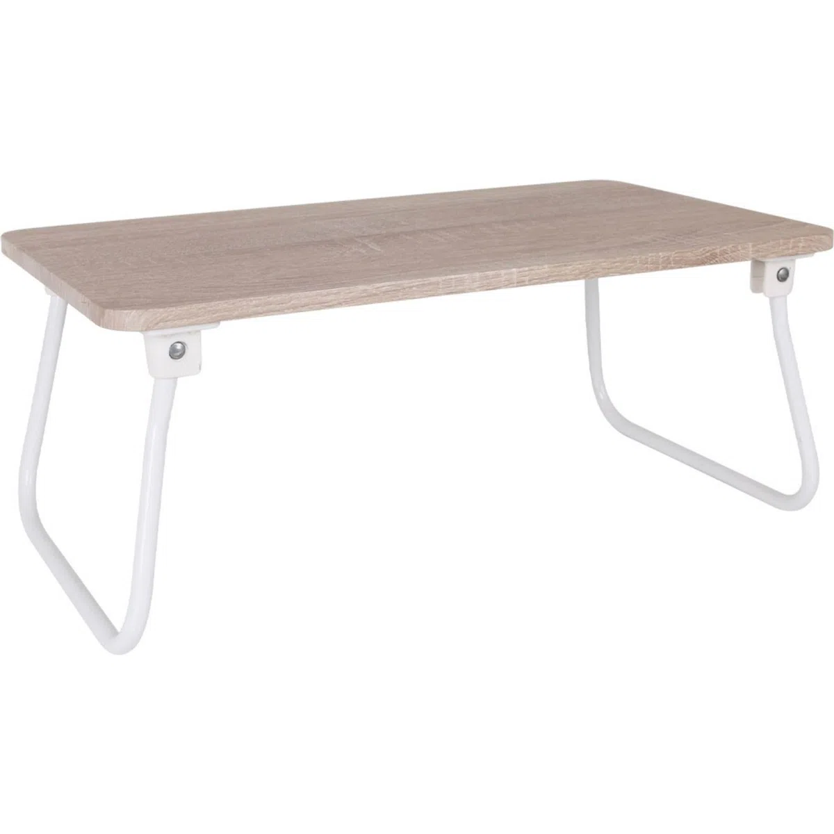 Confortime Tavolo Pieghevole in Legno 52x30x23 cm con Gambe in Metallo Bianco, Tavolino Portatile per Letto, Divano, Colazione o Computer, Scrivania Compatta per Casa e Studio