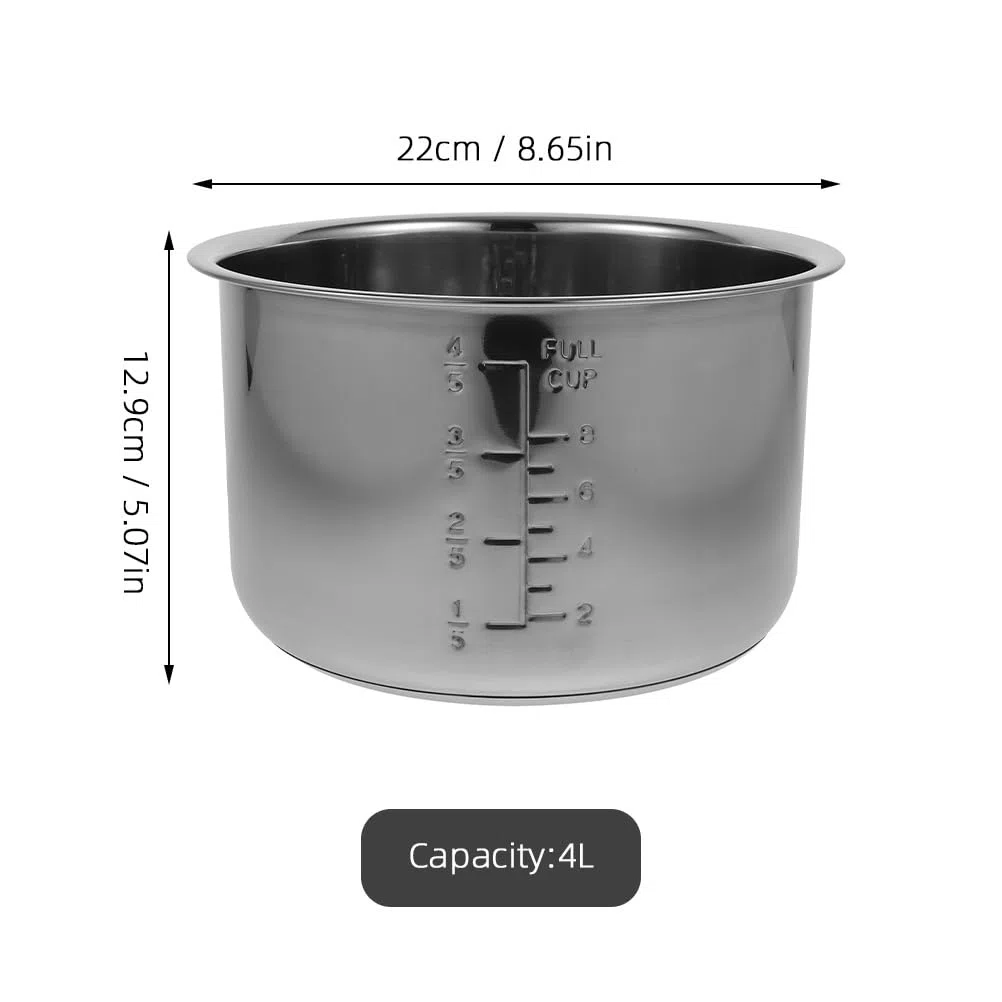 Ciieeo Pentola Interna in Acciaio Inossidabile Per Cuociriso 22Cm Rivestimento Sostitutivo Antiaderente Multifunzione Per Cucina Domestica