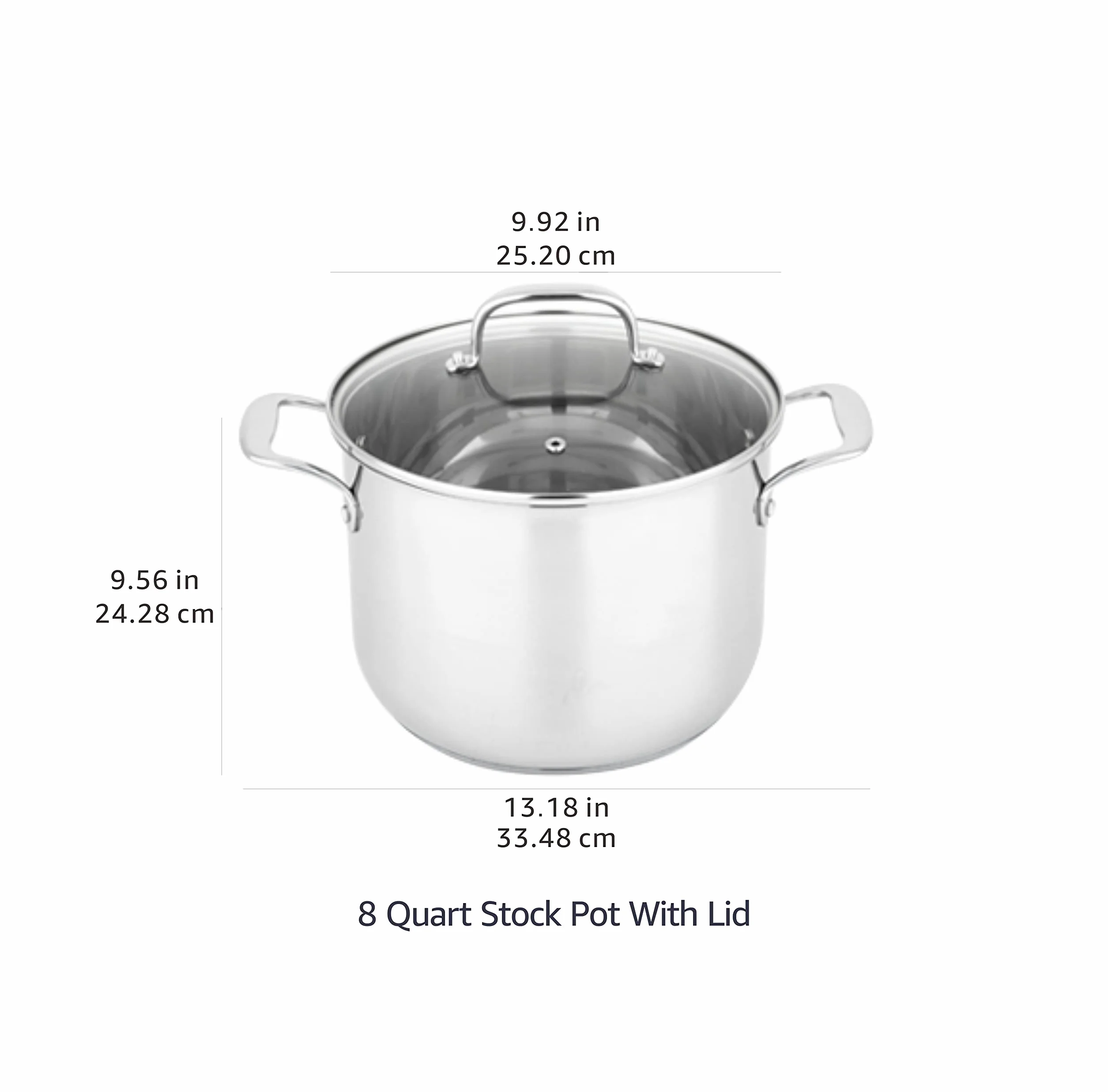 Amazon Basics Pentolone in acciaio INOX da 7.6 litri, con coperchio, Argento
