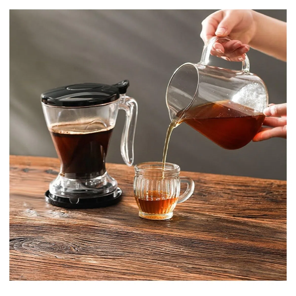 Versatile Gocciolatore For Caffè Da 600 Ml Trasparente Con Tappetino For Tazza, Filtro For Caffè, PC, Pentola For Caffè Americano(Black)