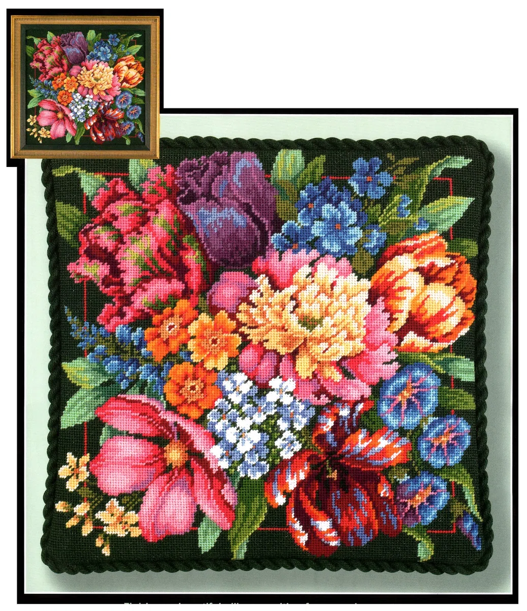 Dimensions Floral Splendor Needlepoint Kit-14"X14" Stitched in Yarn