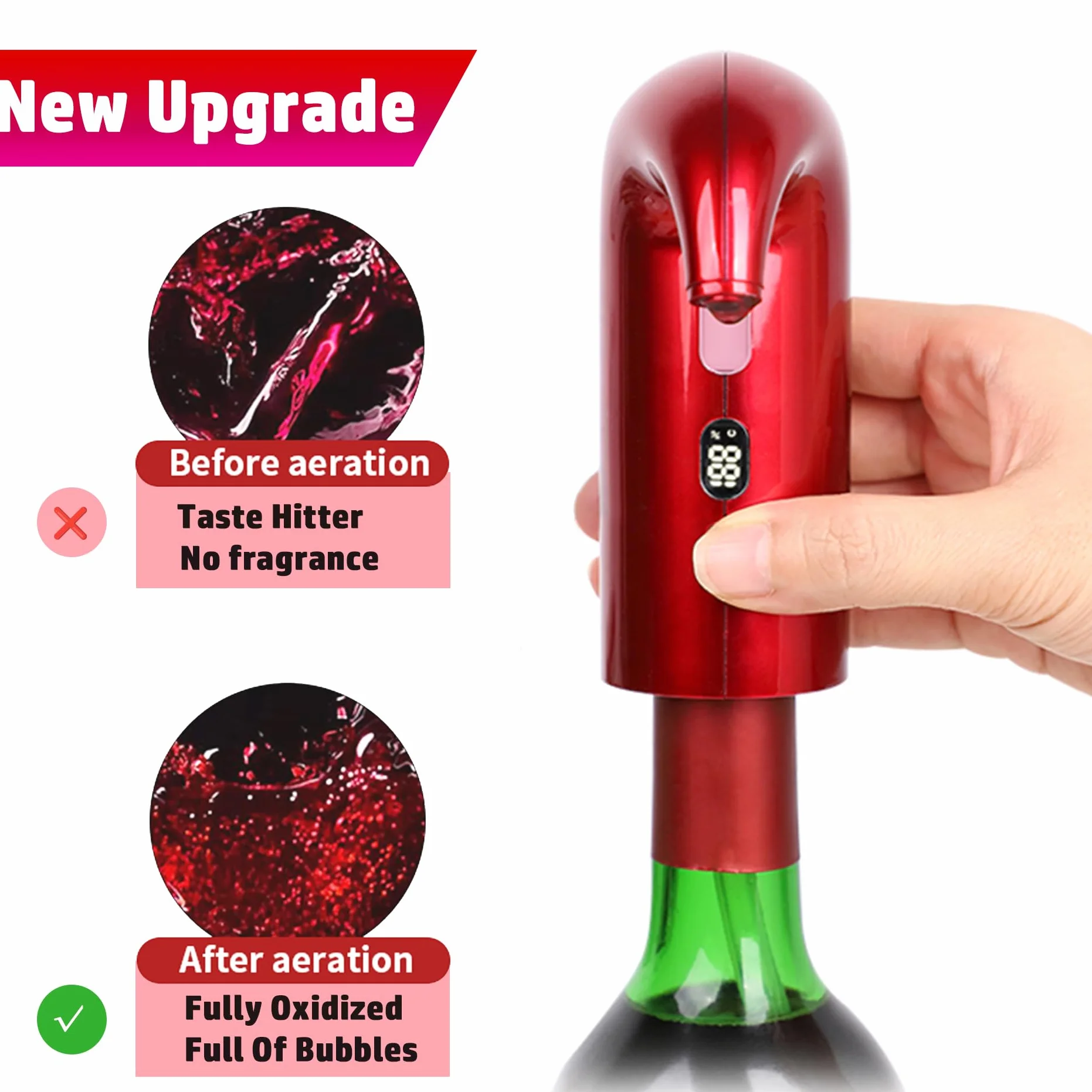 Decanter per vino elettrico, aeratore per vino rosso, ossidazione solida rapida, produttore di vino automatico intelligente per regalo di festa in famiglia