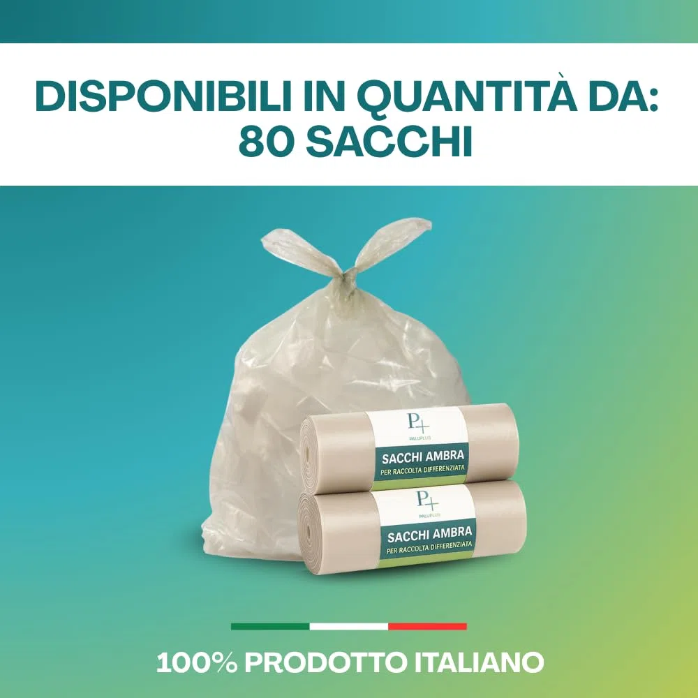 VIRSUS 80 Sacchi Trasparenti per Spazzatura Resistenti Ambra 90X120 Rotoli 120 Litri