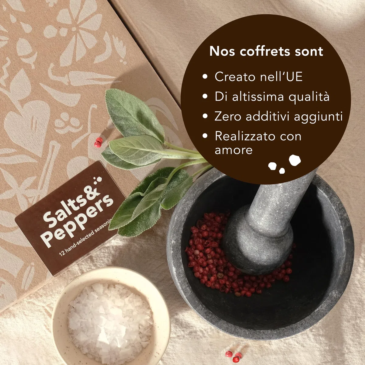 Set Regalo Sali e Spezie Gourmet | 12 Aromi Selezionati per la Cucina | 6 Sali Pregiati & 6 Spezie Esclusive | Idea Regalo Originale per Uomo e Donna