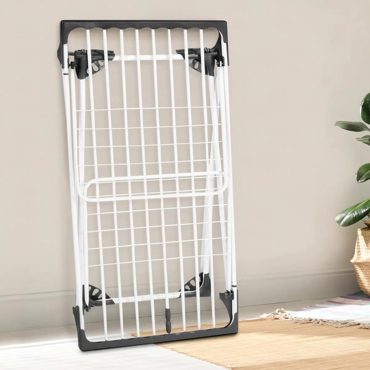 IDMarket - Stendibiancheria estensibile e pieghevole grgio e bianco 160 a 211,5 cm ULTRA
