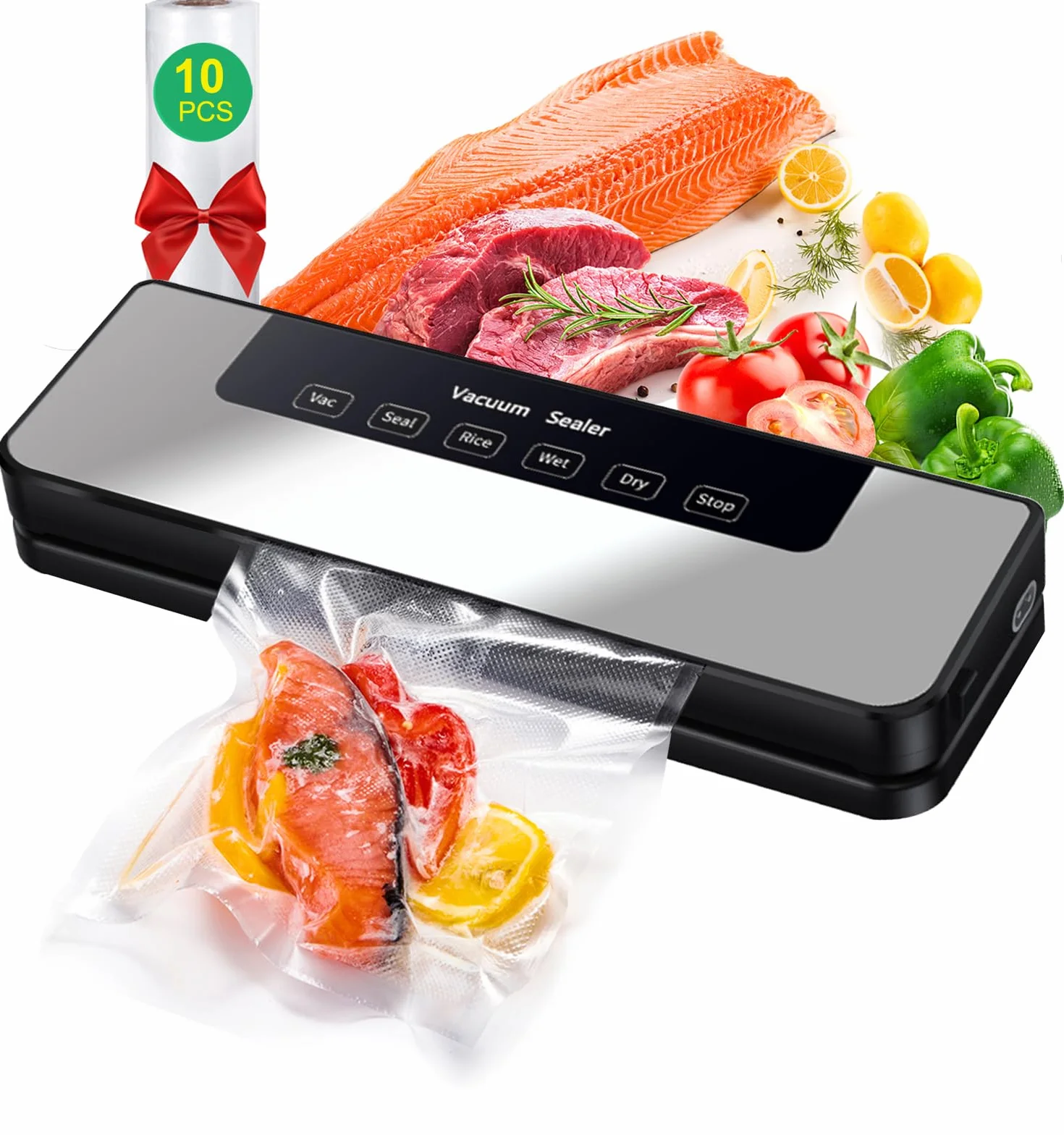 Macchina Sottovuoto per Alimenti Professionale 65 kpa Hilifix, Con sigillo più lungo da 30mm Sigillatore sottovuoto per alimenti freschi sia secchi che umidi, buste per aspirare inclusi