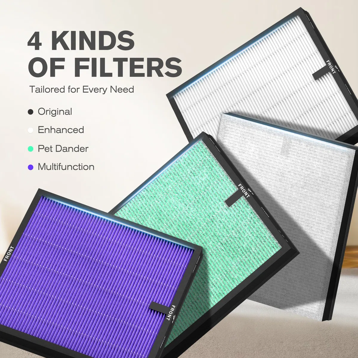 MORENTO MR5866 - Filtro HEPA per purificatore d'aria Ture per polvere, peli di animali domestici, fumo, polline, per camera da letto e ufficio, versione migliorata 2 Pack