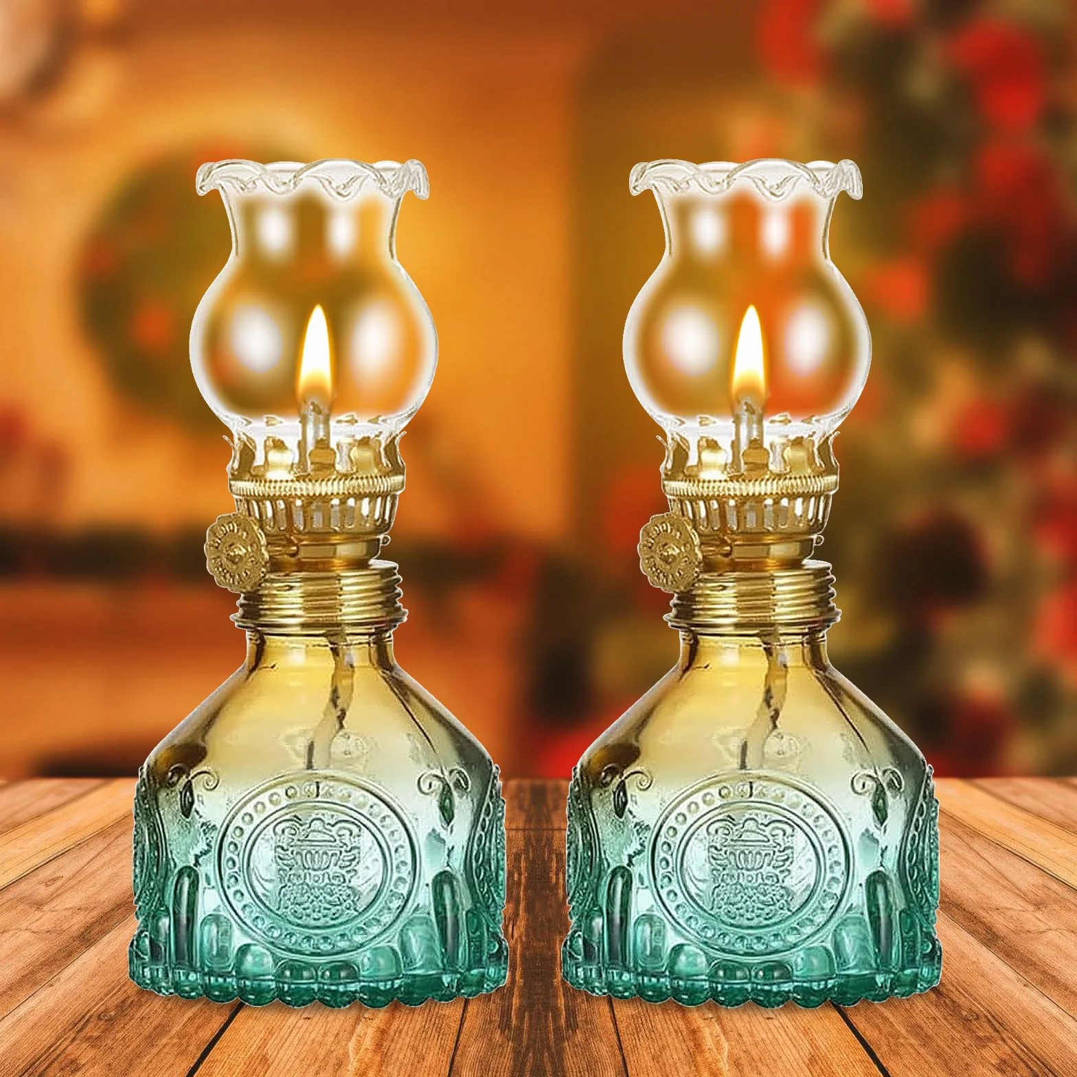 Lampada A Olio Di Vetro,2 Pezzi Lampada A Olio Per Interni,Lanterna Ad Olio In Vetro,Lampada A Olio Decorativa Antivento Per Soggiorno,Sala Da Pranzo,Decorazione Decorativa