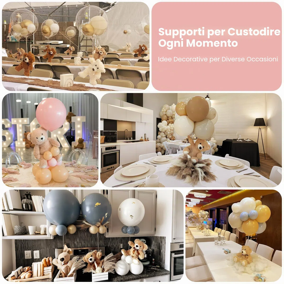 YALLOVE Supporto per Palloncini in Acrilico per Tavolo Altezza Regolabile 40cm 60cm Supporto per Bastoncini di Palloncini con Base per Decorazioni Tavolo Pavimento Matrimoni Compleanni Feste, 4 Pezzi
