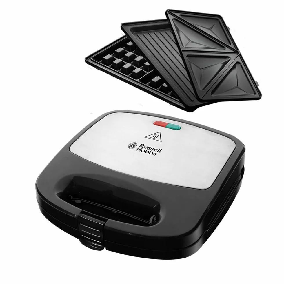 Russell Hobbs Fiesta Sandwich Maker Deep Fill 3-in-1, Sandwich, Waffle, Grill, 760 W, Funzioni Panini, Toast e Griglia, Design Compatto Nero – 24540-56
