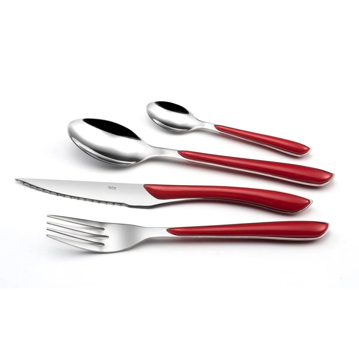 AMEFA - Ménagère 24 couverts de table pour 6 personnes - Eclat - Acier inoxydable 18/0, Finition Brillante - Rouge