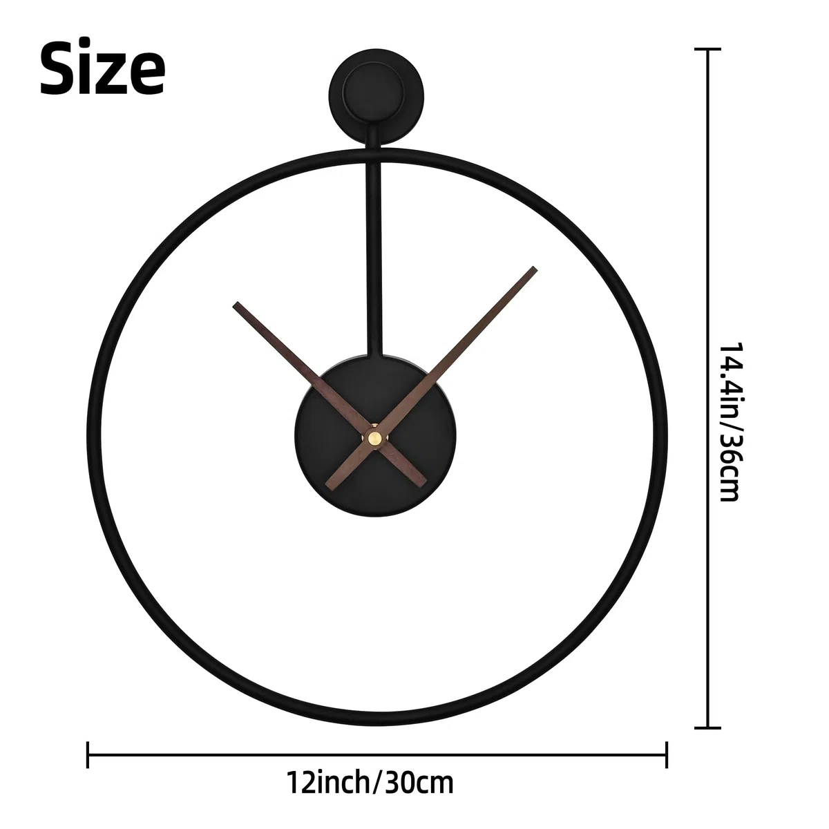 HAITANG Orologio da parete decorativo moderno per soggiorno, 30 cm, funzionamento a batteria, senza ticchettio, movimento silenzioso, orologio da parete rotondo in metallo, per camera da letto