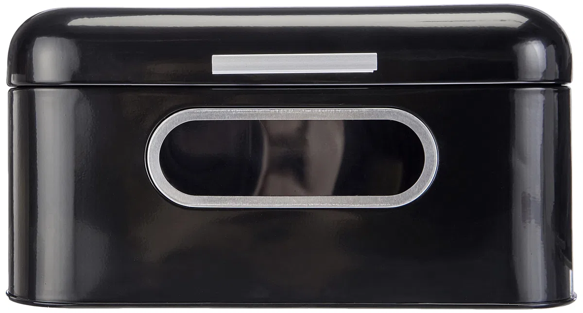 Echtwerk Contenitore retro in metallo con finestra a vista, salvaspazio, cestino pane coperchio, nero 30x20x16,5 cm