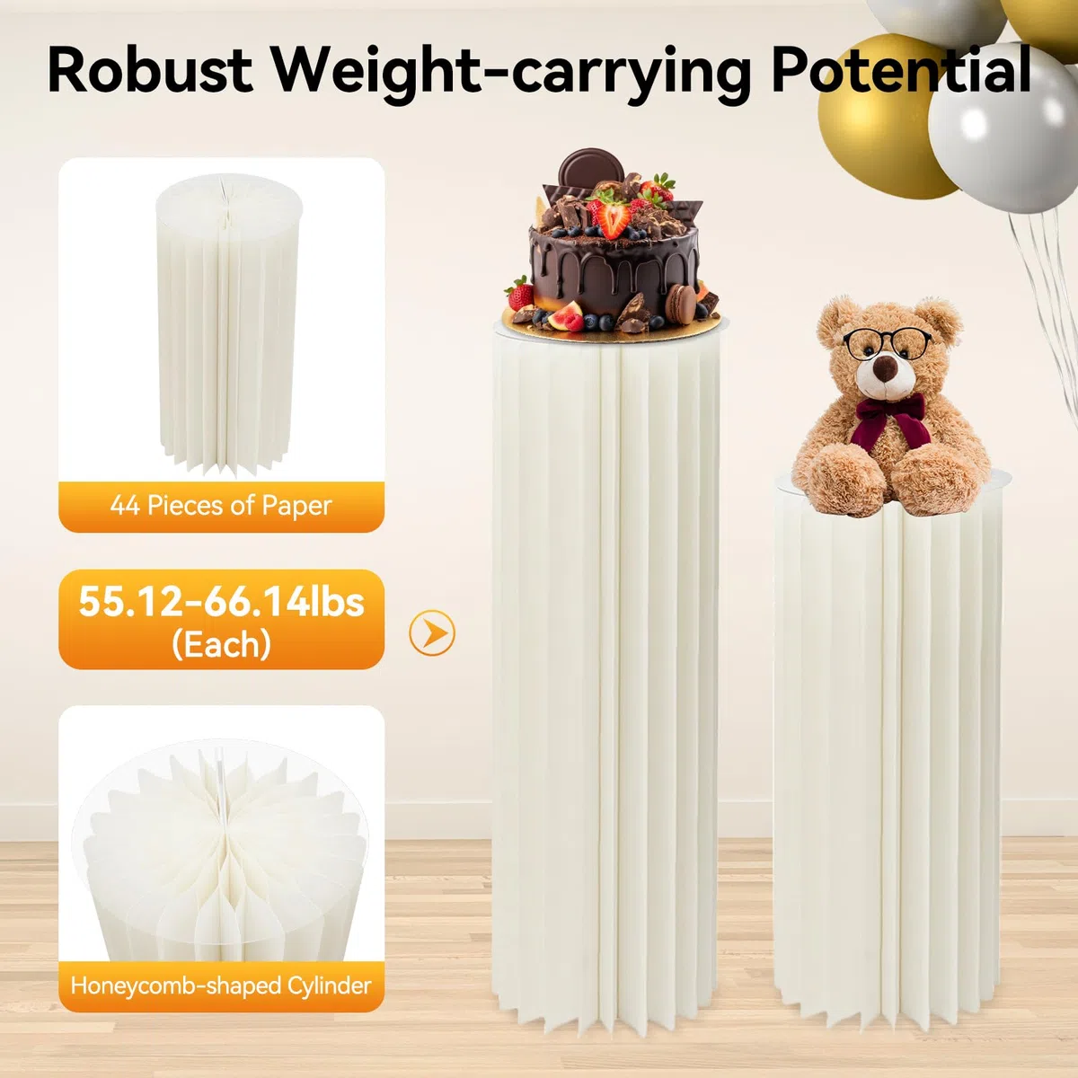 Set di 3 colonne di fiori in cartone per matrimonio, supporto per centrotavola rotondo, espositore cilindrico bianco latteo PVC, decorazione matrimonio indipendente, capacità 30 kg, 60/80/100 cm