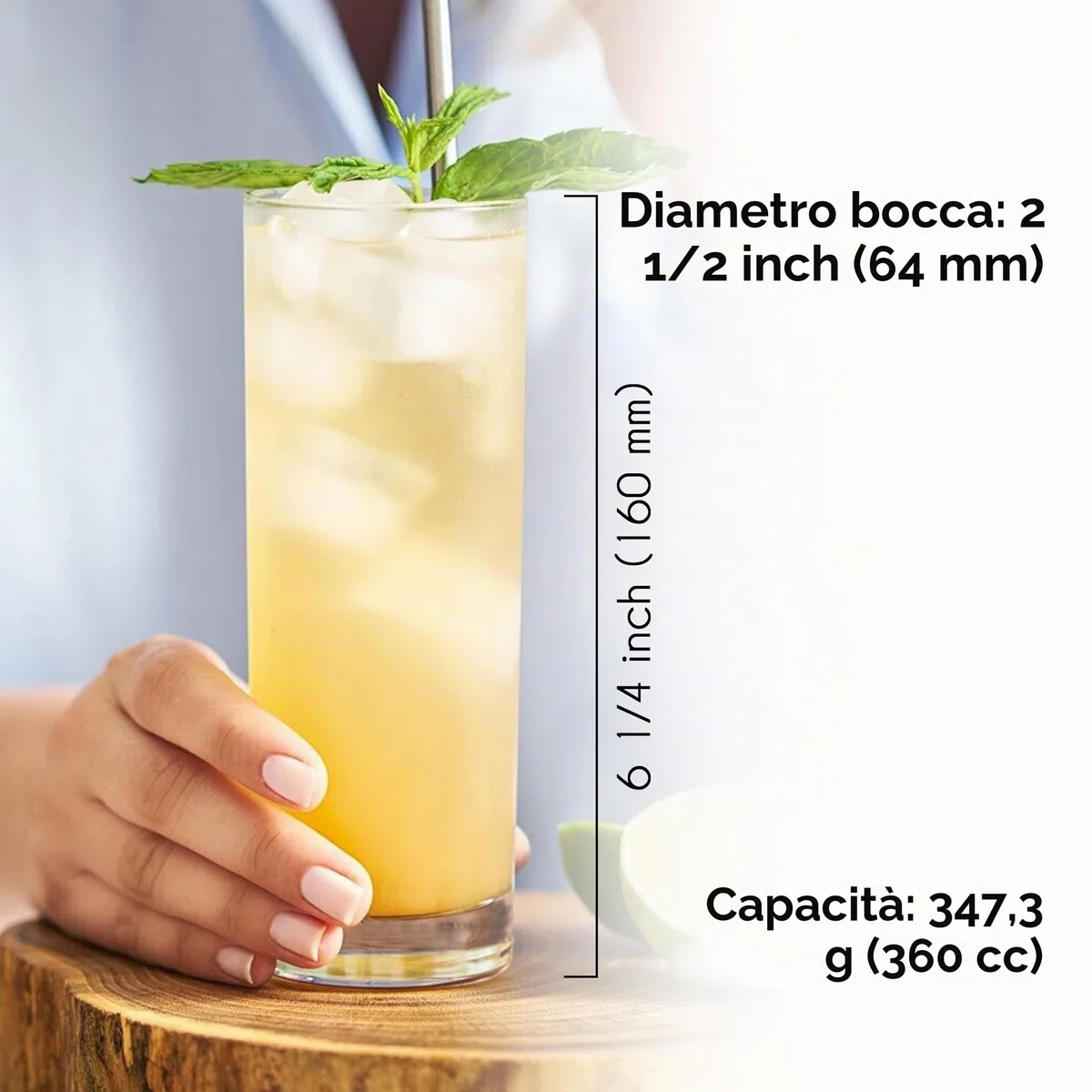 CRYSTALIA Premium Bicchieri Highball, 100% SENZA PIOMBO Bicchieri da Long Drink Set 6, 360 ml, Alto in Vetro, per Birra, Cocktail, Succo, da Bevande, Acqua