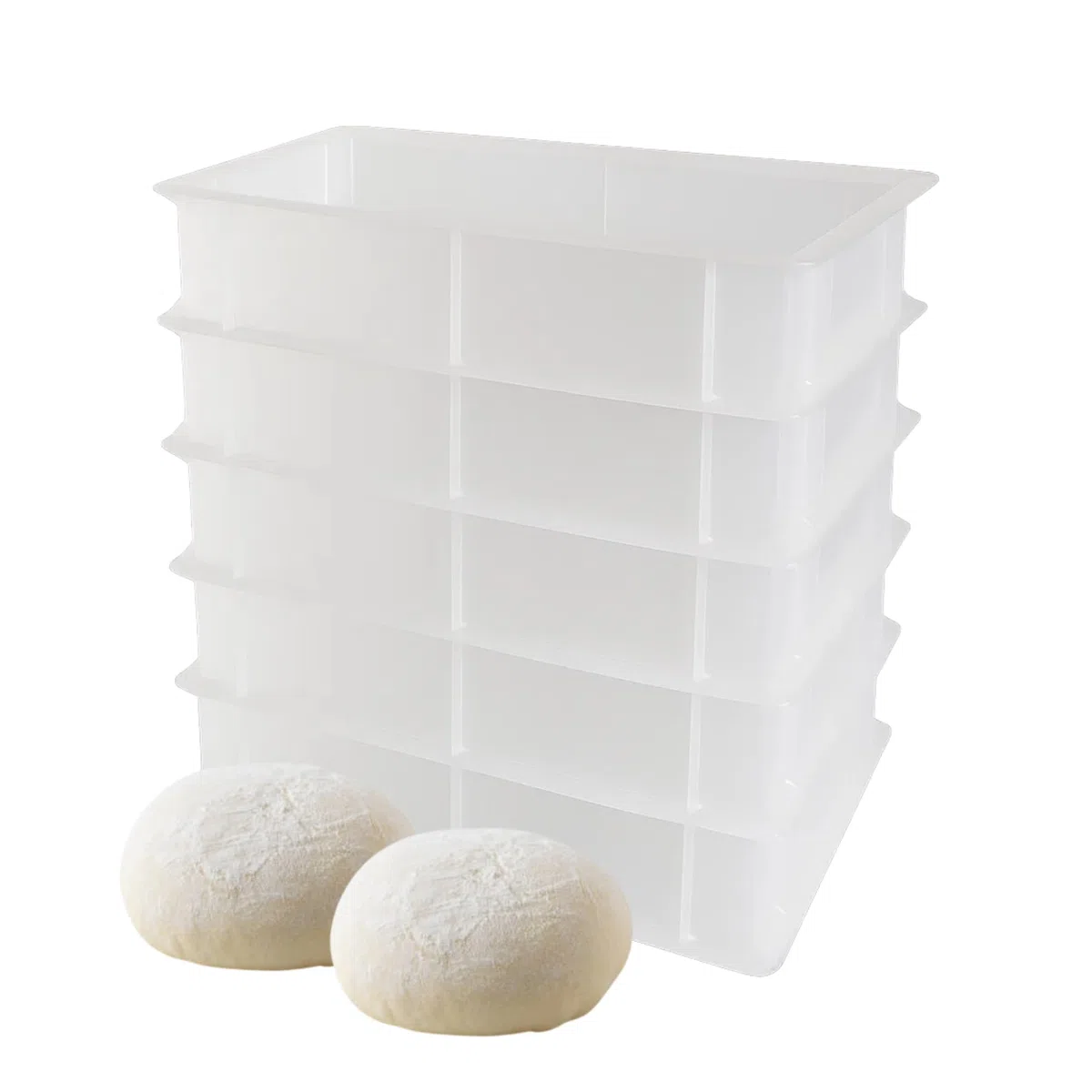 CookandSupply Contenitore per Lievitazione Pizza E Pane BPA-free - Cassette Portaimpasto Certificate di Grado Alimentare - Made in Italy - 5 Box Impilabili 40x30x10 + 1 Coperchio