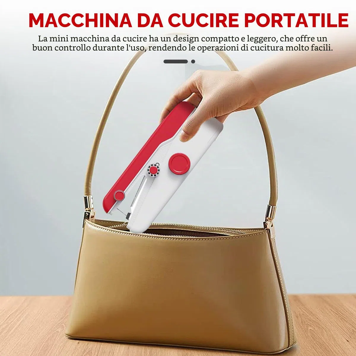 Macchina Da Cucire Portatile, 2 Velocità, Facile Da Usare, Cucitura Rapida, Compatta E Leggera, Mini Cucito Per Principianti Con Kit Di Cucito Per Abbigliamento, Tende, Fai Da Te (Rosso)
