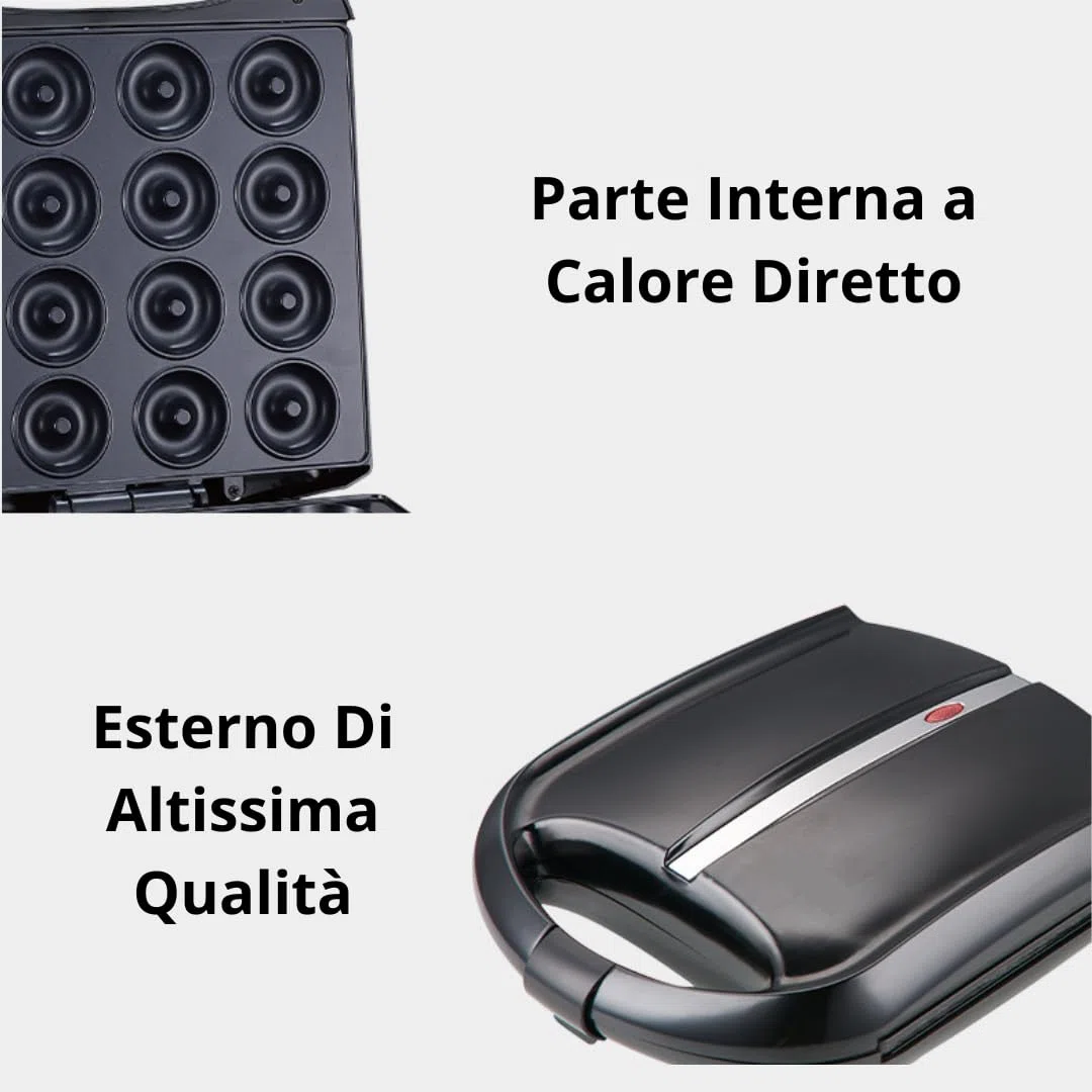 Macchina per Ciambelle Antiaderente, 16 Ciambelle in 5 Minuti, 850W, Sicura e Facile da Pulire e da Usare, Regalo Perfetto, Ideale per Casa, Pasticceria, Feste, Tè - Piastra per Donuts, Donut Maker