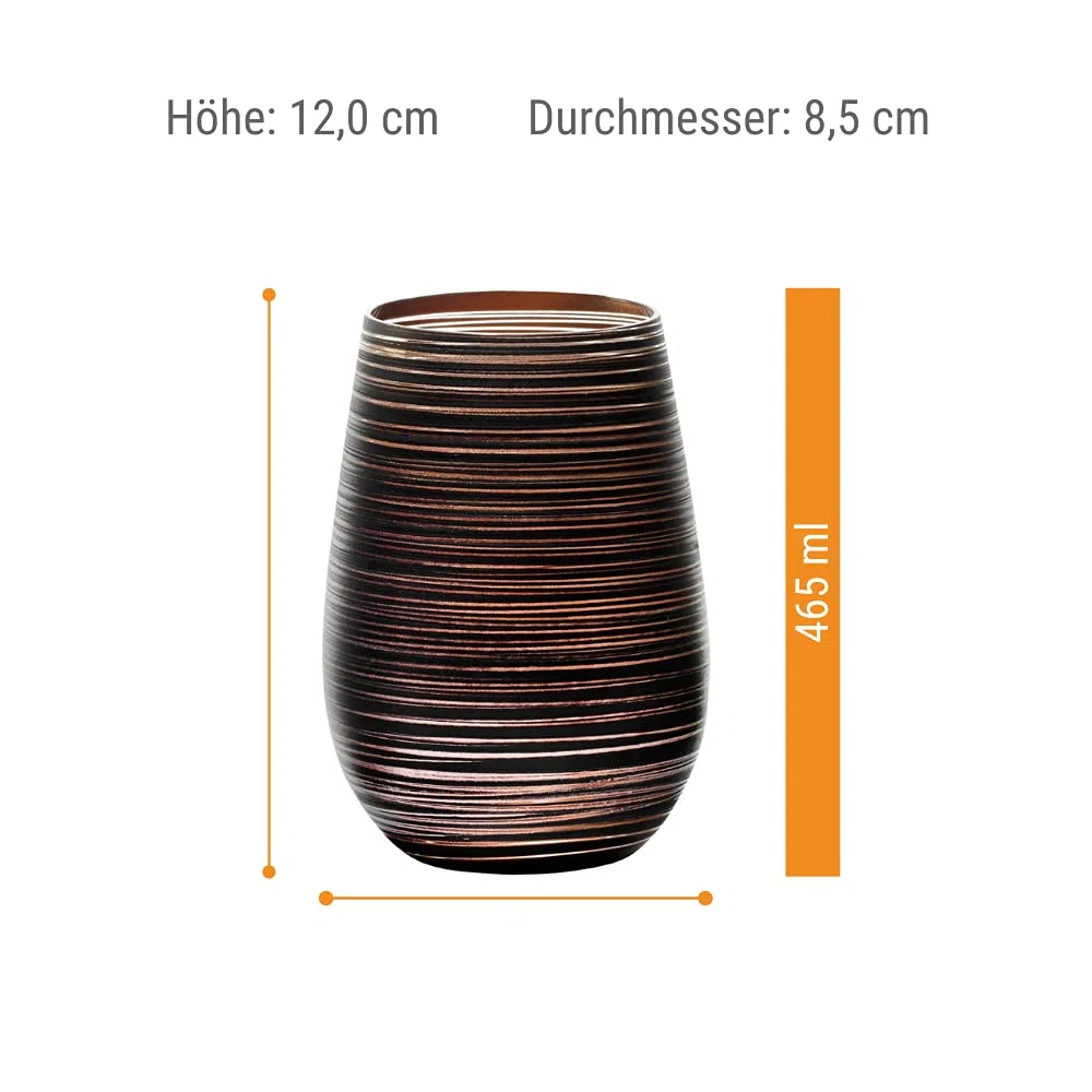 Stölzle Lausitz Set 6 Bicchieri Twister 465ml – Bicchieri in Cristallo Senza Piombo per Acqua Cocktail e Succhi – Design Elegante Nero-Bronzo – Resistenti agli Urti e Lavabili in Lavastoviglie