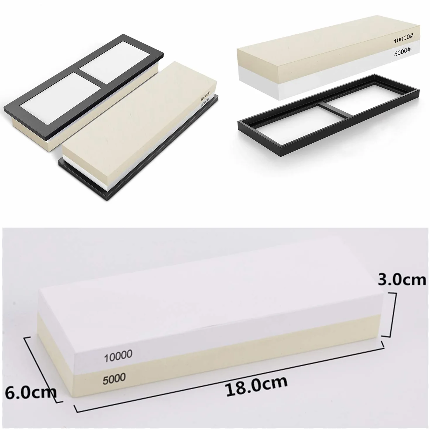 Pietra per Affilare 2-in-1, Affilacoltelli Professionale cote Combinazione - con Stand Silicone Antiscivolo (5000/10000+400/1000 Grit/Set)