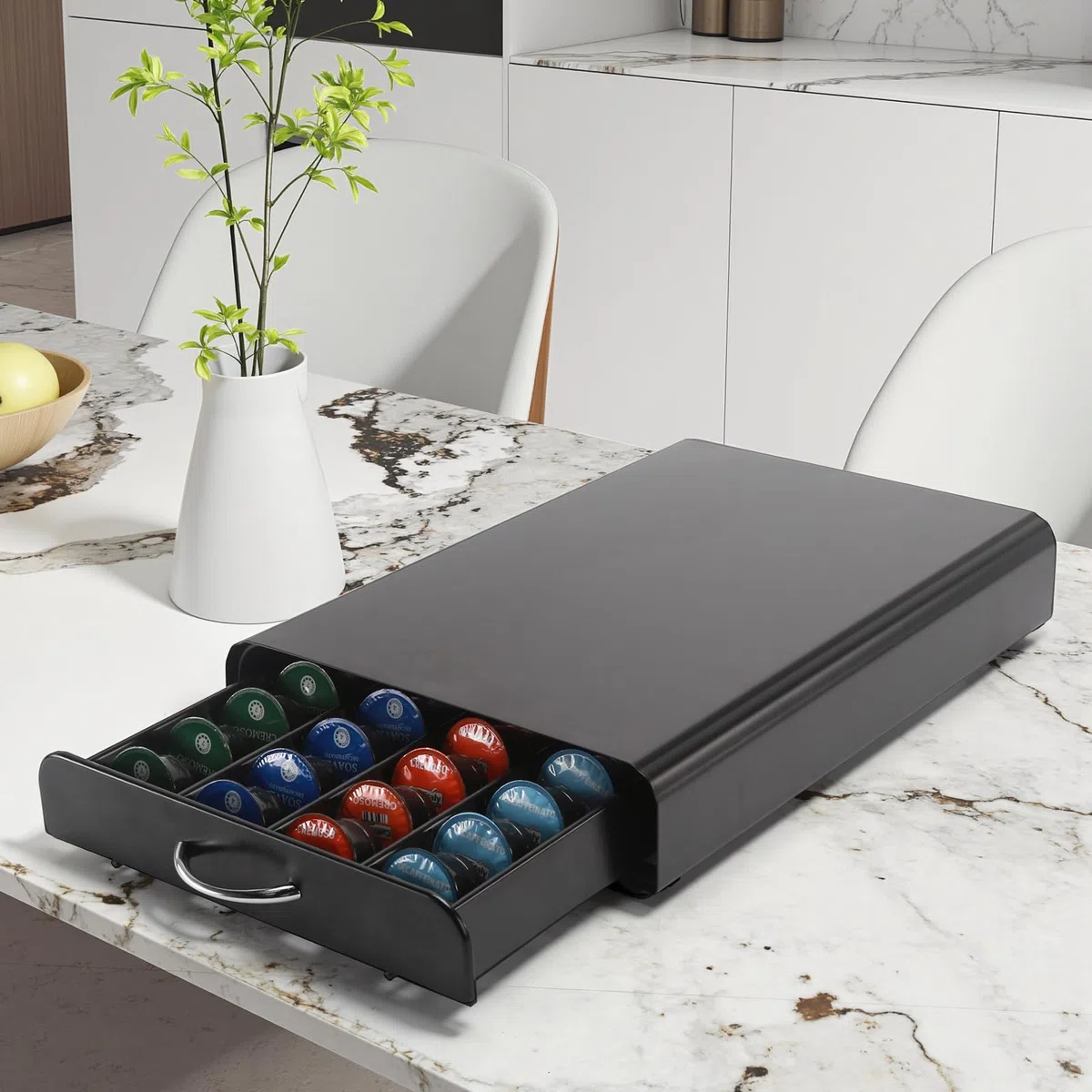 Cassetto Porta Capsule caffè,Porta Cialde per 40 Cialdes,Organizer per Capsule di Caffè,Cassetto per Capsule Supporto di Metallo,Nero.
