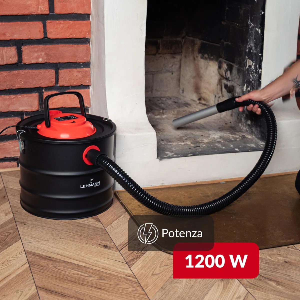 LEHMANN Bidone Aspiracenere senza Sacco 18L, 1200W, Robusto Serbatoio, Lavabile Filtro HEPA in Cestello Metallico, Funzione Soffiaggio, Aspirapolvere per Stufa a Pellet, Camino e Barbecue