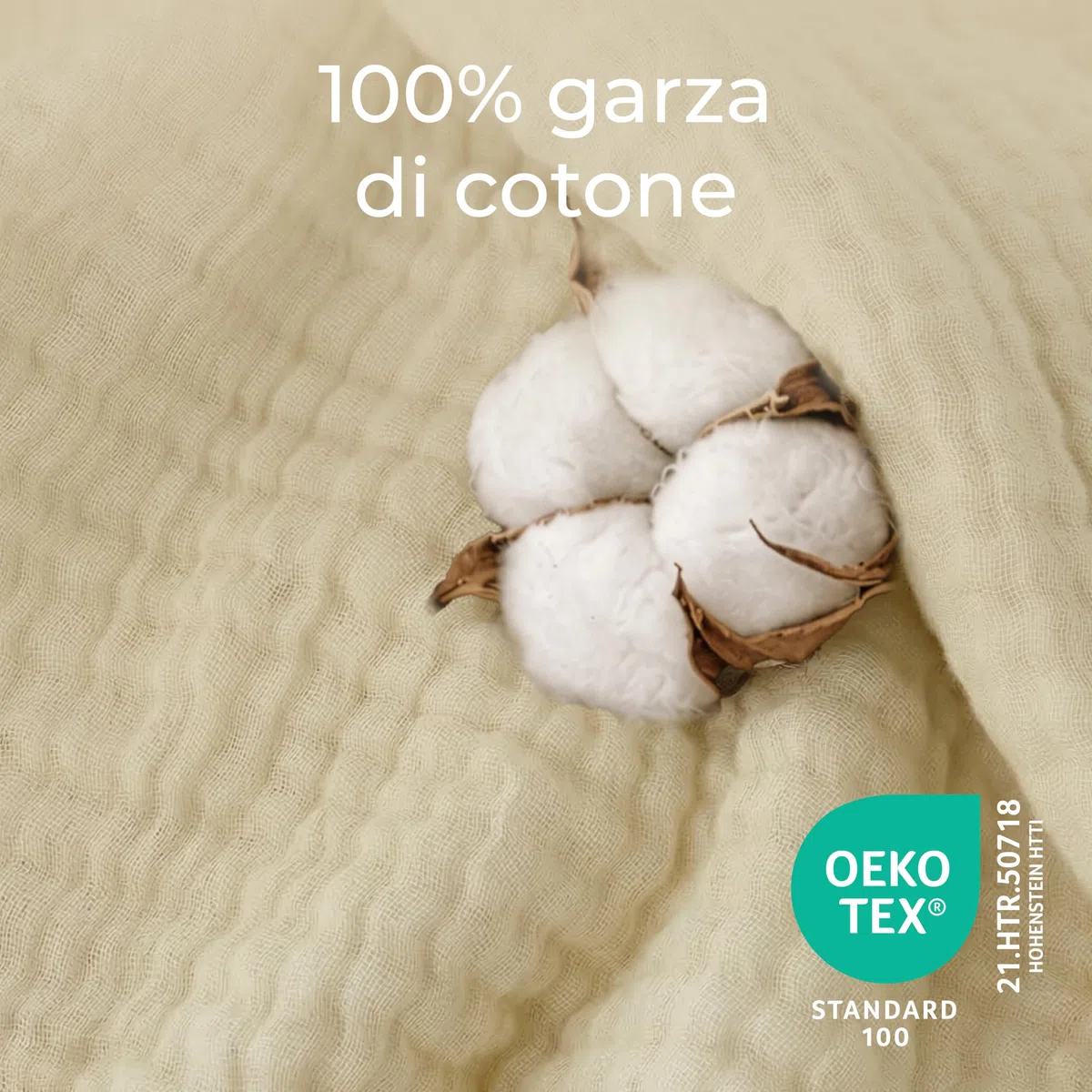 Dreamzie Coperta leggera in mussola 150x200 cm – 100% cotone – Coperta divano estiva e plaid traspirante – Copriletto leggero in garza di cotone certificata Oeko-Tex – Beige