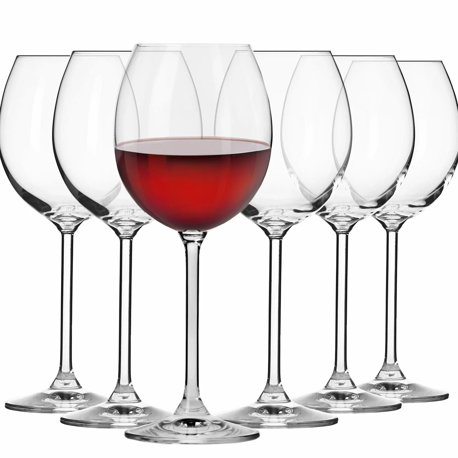 Krosno Calici da vino rosso | Set da 6 | 350 ml | Collezione Venezia | Ideali per casa, ristoranti e feste | Lavabili in lavastoviglie | Cristallo senza piombo