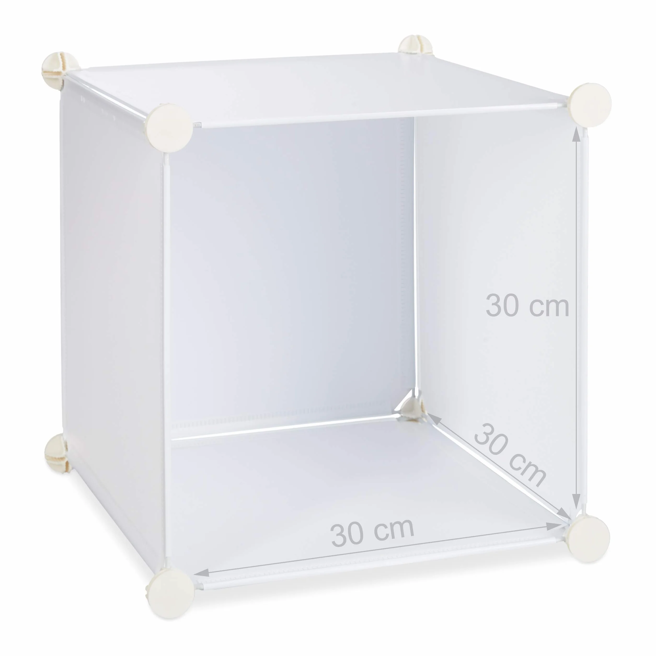 Relaxdays 10021955_49 Armadietto con Ante, Divisorio Casa in plastica, 9 Scomparti, 95 x 95 x 32 cm, Bianco