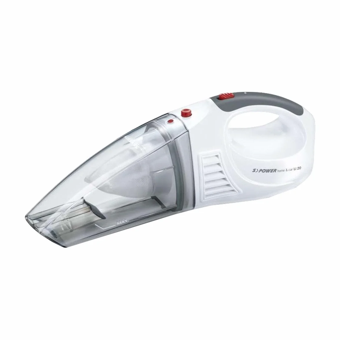 SEVERIN Aspirapolvere Portatile 3 in 1, 120W, Aspira Liquidi, Cavo Auto 12V, Autonomia 18 min, Filtro Permanente, Stazione Ricarica, 39,5 x 11,0 x 14,0 cm, Bianco/Rosso - HV 7144