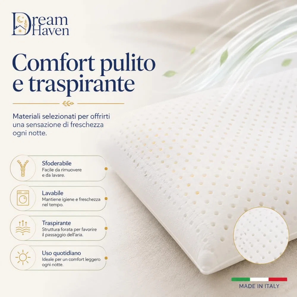 DREAM HAVEN Cuscino Basso Cervicale 8 cm in Memory Foam, Cuscino letto ideale per Bambini, Ragazzi e Adulti, Anallergico e Antiacaro con Federa in Silver, Cuscino Memory Foam 100% Made in Italy (1)