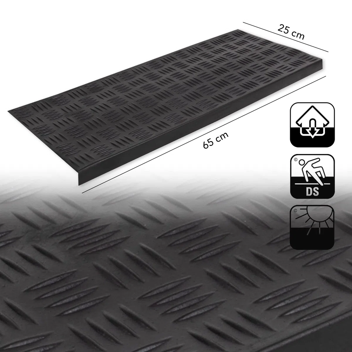 casa pura Copri Gradini in Gomma Antiscivolo - Tappeti per Scale 100% Impermeabili e Aderenti - Set da 5 Pezzi - Vari Modelli - Righe, 25x75cm