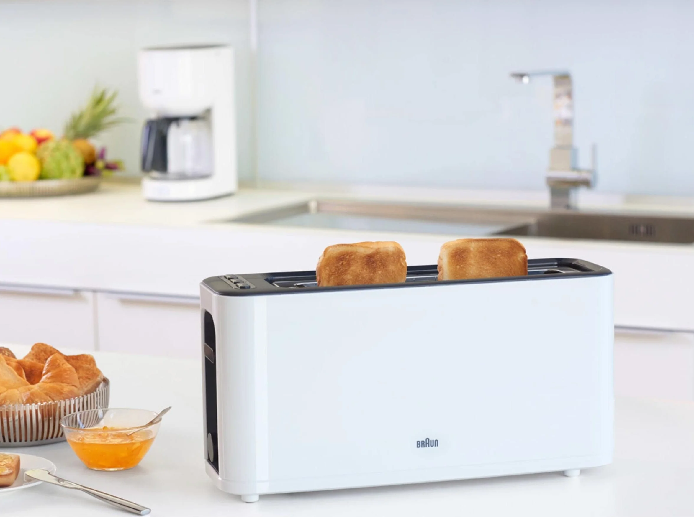 Braun HT3100WH - Tostapane con 1 fessura, 7 livelli di doratura, bianco, 1000