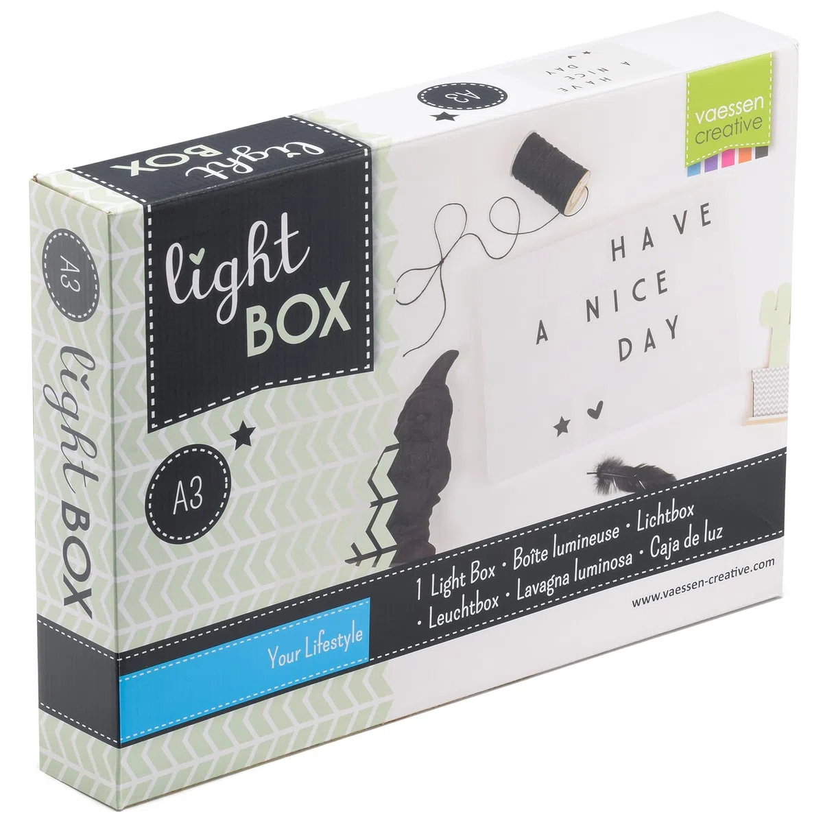 Vaessen Creative Scatola luminosa formato A3 con 85 simboli, bianco