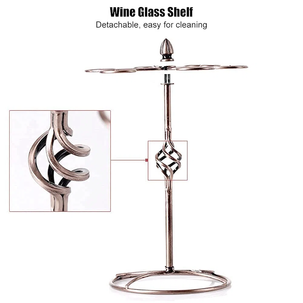 Tissting Portabicchieri da Vino, Elegante Portabicchieri da Tavolo con 6 Ganci, Design Retro Europeo, Materiale in Ferro, Organizzatore per Bicchieri, Perfetto per Casa, Bar, Ristoranti