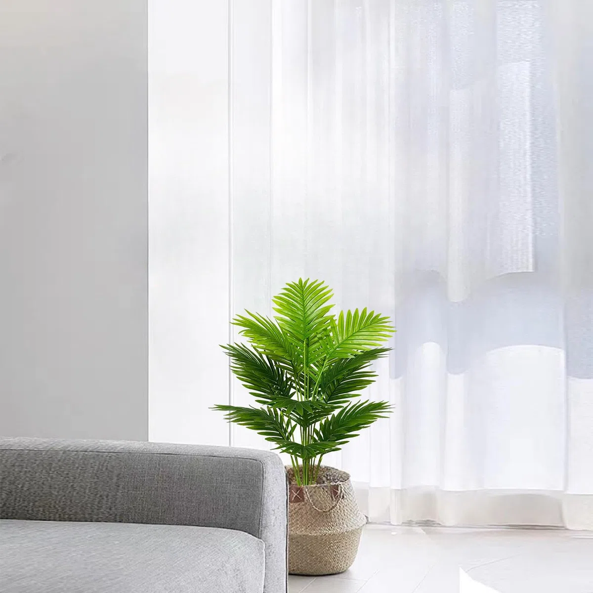 Pianta Artificiale Grandi Piante Finta da Interno Esterno, Alberi Finte in Plastica Vaso Decorativa per Soggiorno Camera da Letto Cucina Balcone Ufficio Casa (80cm Verde Palma)
