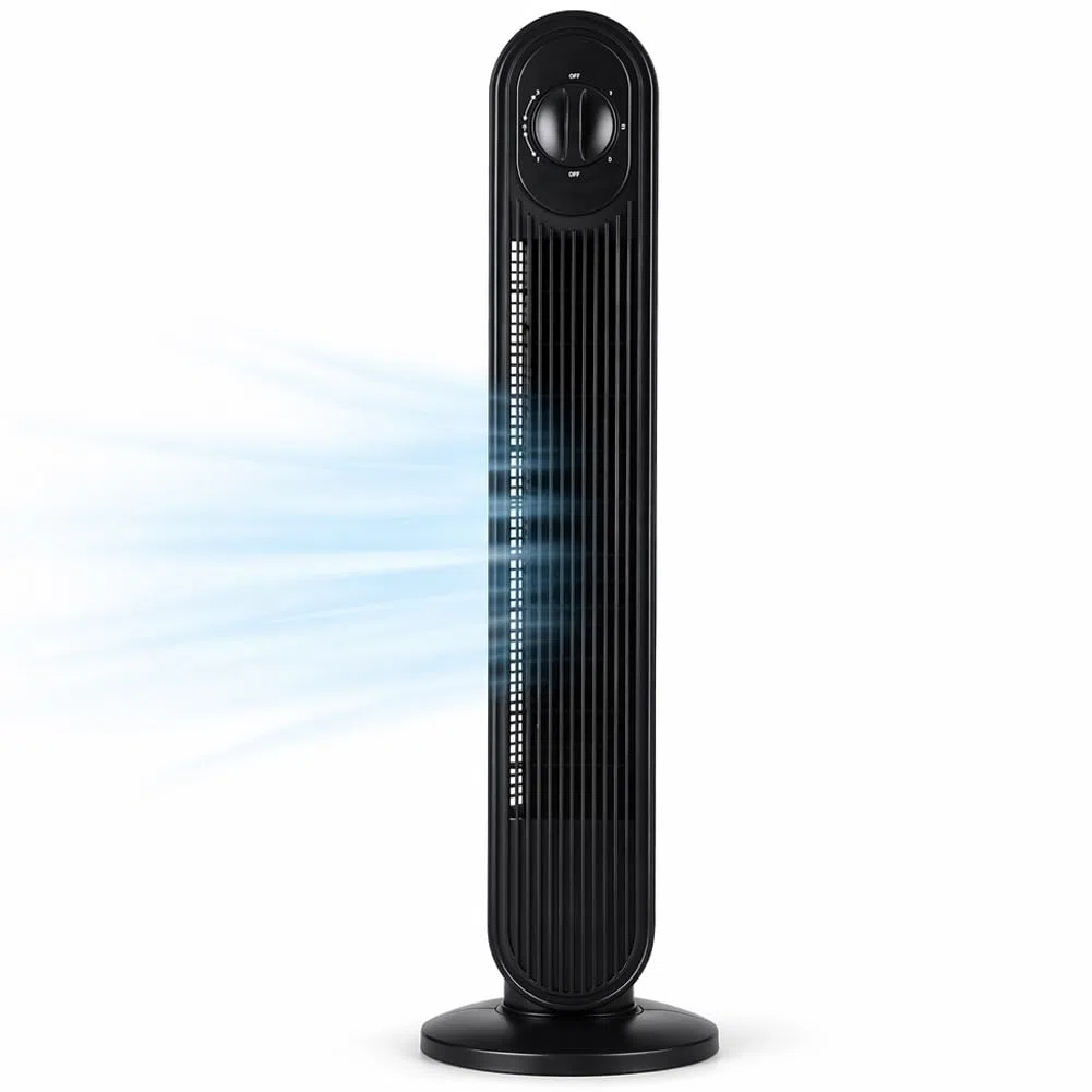 BAKAJI Ventilatore a Torre Potenza 60W, Raffrescatore Verticale da Pavimento Bianco Salvaspazio Altezza 79 cm, Flusso d'Aria Continuo e Pannello di Controllo Ideale per Casa e Ufficio