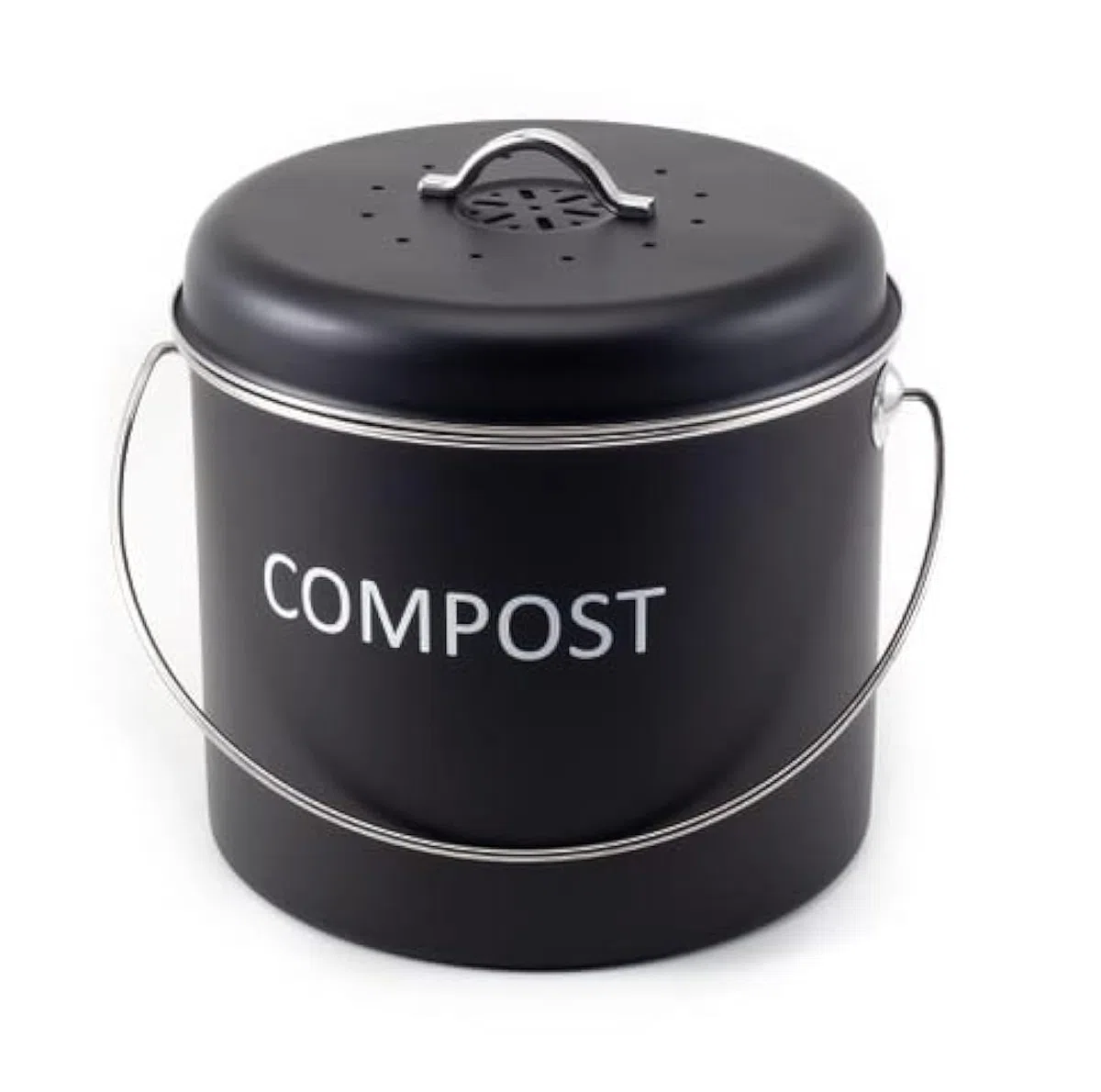 Hanseküche Bidone per compost da cucina, 5 l, di alta qualità, per rifiuti biologici, con 2 filtri a carbone attivo, pattumiera per rifiuti organici inodore con coperchio e manico