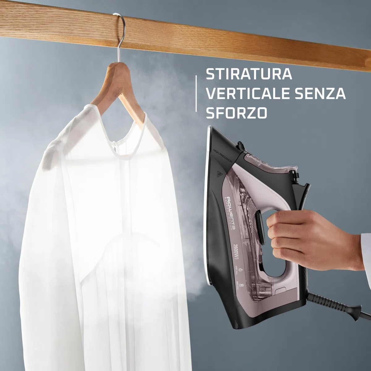 Rowenta DW4345 Express Steam Ferro da Stiro a Vapore, 2600W, 250 ml, Colpo Vapore 200 g/min, Piastra in Acciaio Inox, Sistema Anticalcare, Impugnatura Ergonomica, Protezione Antigoccia, Modalità Eco